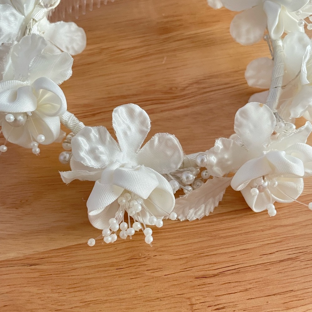 Girl Toddler Princess White Flower Headband Wedding Bridal Hair Accessories - Picture 4 of 5